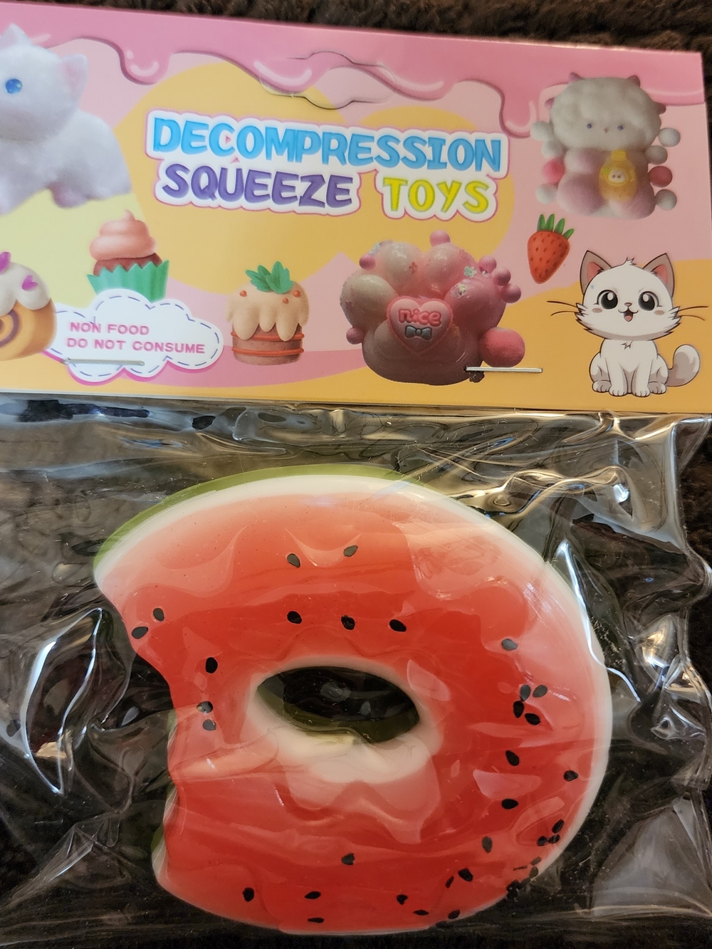 Pink Watermelon Donut Squishy.